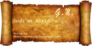 Gnámt Miklós névjegykártya